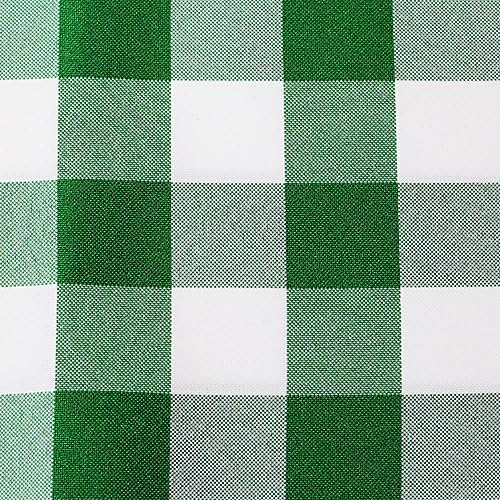 Ultimate Textile -10 Paket-70 x 104 inç Oval Polyester Şemsiye Damalı Masa Örtüsü, Yosun ve Beyaz