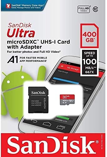 SanDisk Ultra 400 GB microSD XC Sınıf 10 A1 UHS-1 Mobil Hafıza Kartı kadar 100 MB/s Okuma Hızı (SDSQUAR-400G-GN6MN) ile Mini
