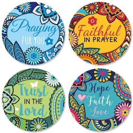 Paisley Faith Stickers Zarf Mühürleri - 144 Tatil Çıkartması Seti, 4 Tasarım, 1 1/2 inç Çap