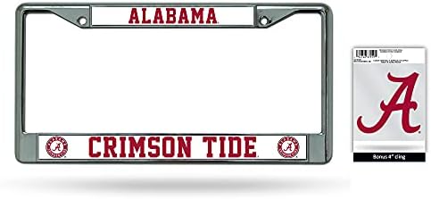 Alabama Üniversitesi Crimson Tide Premium Krom Kaplama Paslanmaz Çelik Plaka Çerçevesi ve Bonus Pencere Sarılmak - Resmi Lisanslı