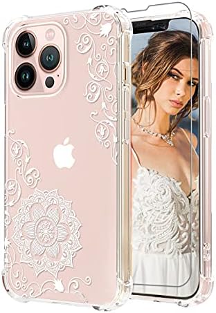 GDHONGT ile Uyumlu iPhone 13 Pro Kılıf ile Ekran Koruyucu, Temizle Sevimli Telefon Kılıfları Koruyucu için Kadın Erkek Kız