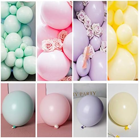 Eanjıa Lüks Macaron Balon Çelenk Kiti Çift Dolması 5 10 24 Pastel Pembe,Yeşil,Sarı,Mor Lateks balonlar 4D Altın folyo Balonlar