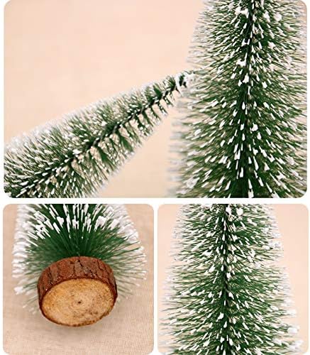 U-House Mini Yapay Noel Ağacı Kar Frost Sisal Ağaçları Masaüstü Minyatür Çam Ağacı Şişe Fırça Ağaçları Noel Partisi Ev Dekorasyon