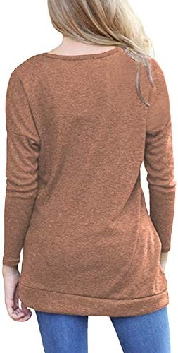 Yıncro kadın Casual Uzun Kollu Tunik Tops Güz Tshirt Bluzlar