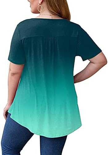 UNBRUVO kadın kısa kollu pileli bluz gevşek Flowy tunik üst tozluk için