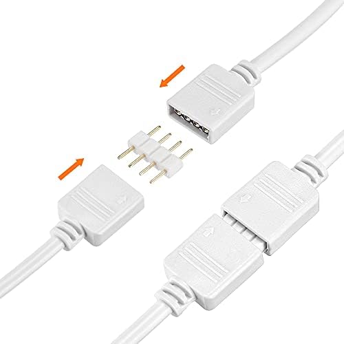 uxcell RGB led ışık konektörü 4 Pin 1 ila 2 Dişi Splitter Kablo 300mm Uzunluk Beyaz 3 Adet 9 Adet Erkek 4 Pin Fişler
