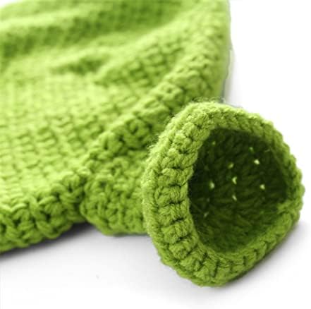 CDQYA Unisex Balaclava Canavar Shrek Şapka Yün Kış Örme Şapka Yeşil Parti Komik Erkekler El Yapımı