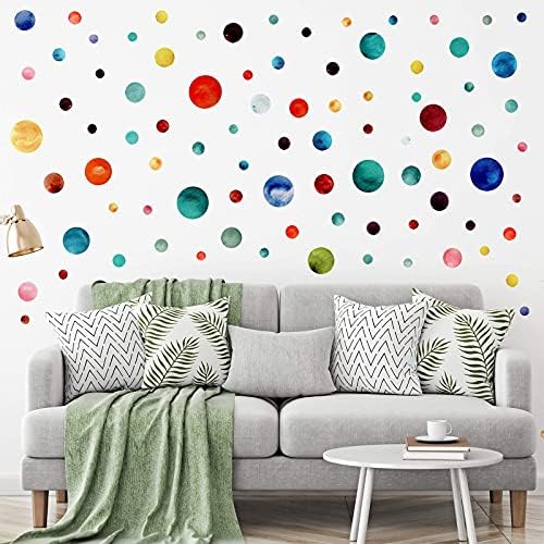 Polka Dots Duvar Çıkartmaları Yatak Odası Oturma Odası için, renkli Boya Duvar Çıkartmaları Kendinden Yapışkanlı Çıkarılabilir