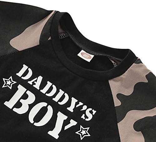 AmzBarley Yürüyor Boys Giyim baba'nın Boy Baskılı Tee + Şort Set Kamuflaj Üst ve Şort Pamuk Kıyafetler Set