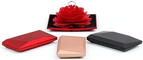Aovıe Dönen Gül Çiçek Yüzük Kutusu mücevher kutusu Romantik Takı Organizatör Ekran Kapaklı saklama kutusu için Kadın Kız Alyans