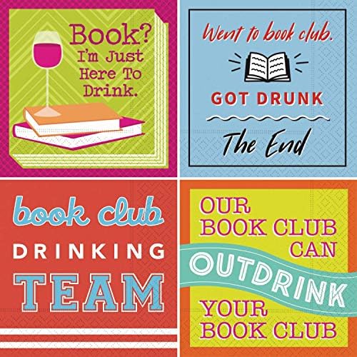 Kokteyl Peçete Bookclub-Kitap Kokteyl Peçeteler Kitap Kulübü Variety Paketi Kutusu 40 Toplam Peçeteler