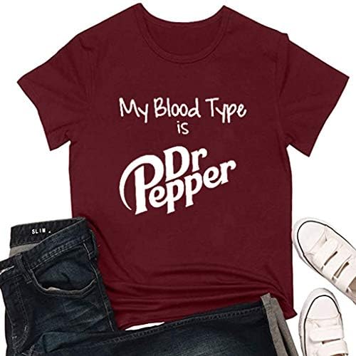 Grafik Tees Genç Kızlar ıçin Komik T Shirt Kadın Kısa Kollu Üstleri Yaz Gevşek Fit-Benim Kan Grubu Dr Pepper