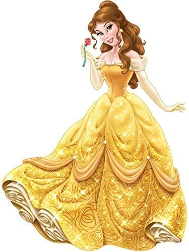 10 İnç Sparkle Glitter Belle Çıkartması Güzellik ve Canavar Çıkartması Disney Prenses Prensesler Çıkarılabilir Duvar Sticker