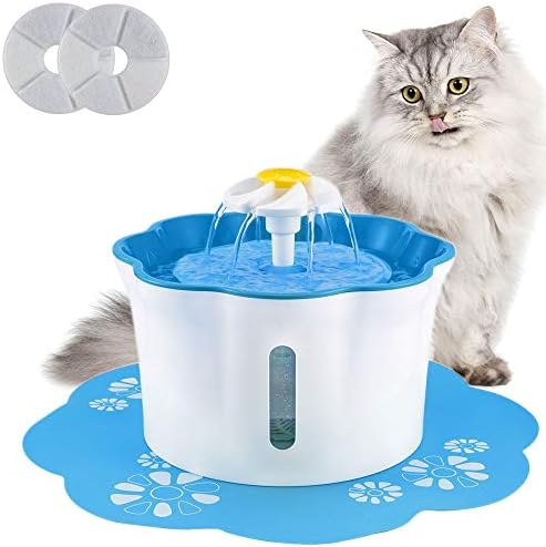 Kedi su çeşmesi, 2.6 L / 88 oz Pet su çeşmesi Süper Sessiz Otomatik içme suyu çeşmesi Kediler için 2 Yedek Filtreler ile
