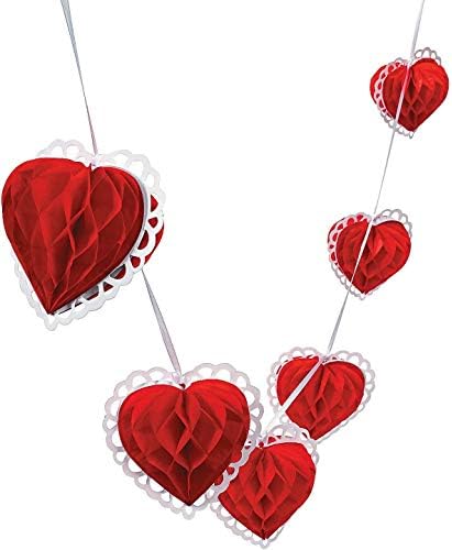 Kağıt Mendil Valentine 9 Kalp Çelenk (9 Feet Uzunluğunda) 6 Kalpler (3)