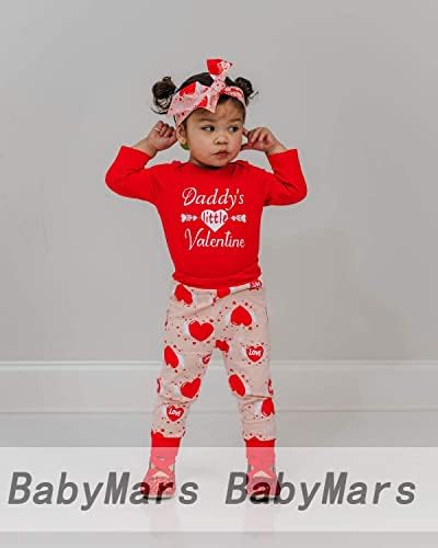 Sevgililer Günü Yenidoğan Bebek Kız Babasının Küçük Sevgililer Tops Pantolon Giyim Seti