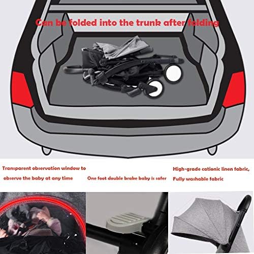 KHUY Bebek Arabası ile Döner Tekerlekler ve Ayarlanabilir Kolu, Pram Arabası Katlanır Cabrio Arabası Koltuk Bebek Arabası (Renk: