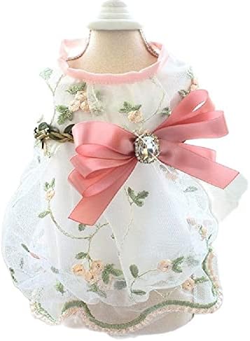 ZLOVEPET El Yapımı Köpek Elbise Pet Giysi Puslu Peri Işlemeli Çiçekler Şifon Kıyafet Prenses Giyim Yorkie Kaniş