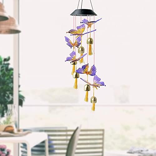 chengfang LED Güneş Hummingbird Rüzgar Ahenge, rüzgar Çanları Renk Değiştirme Cep LED Güneş rüzgar Ahenge Açık Mobil Asılı