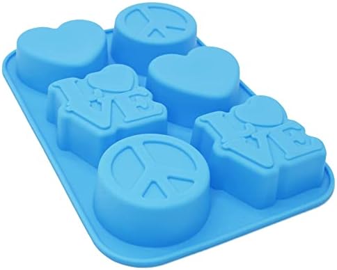 X-Haibei Aşk Kalp Barış Burcu Sabun Mini Kek Jello Malzemeleri Silikon Kalıp 6-Cavity 3 oz Hücre başına