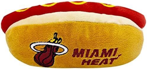 NBA Miami Heat HOT Dog Peluş Köpek ve KEDİ Squeak Oyuncak-İç Squeaker ve Güzel Basketbol Takımı Adı/Logosu ile Köpekler ve
