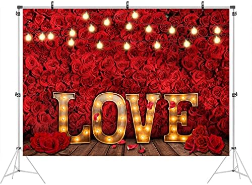 Ticuenicoa 7x5ft sevgililer günü Zemin Photoshoot için kırmızı güller duvar fotoğraf arka plan Glitter ışıkları çiçek zemin