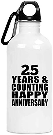 Designsify Mutlu 25th Yıldönümü 25 Yıl ve Sayma -20 oz Su Şişesi yalıtımlı Bardak Paslanmaz Çelik-Eşi için Koca Wo-Erkekler