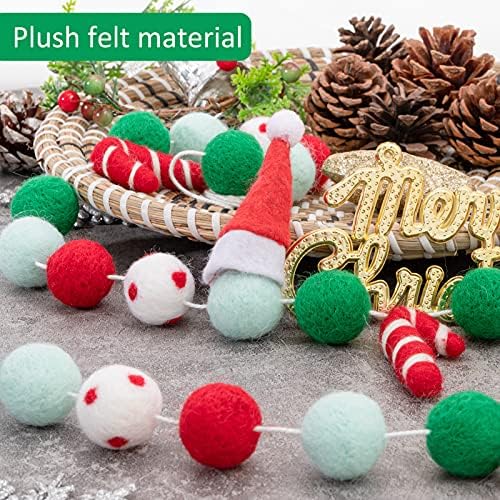 3 Paket Noel Yün Keçe Topu Çelenk Şeker Kamışı-72 Topları El Yapımı Noel Pom Pom Topu Asılı Afiş Renkli Noel Dekorasyon Parti