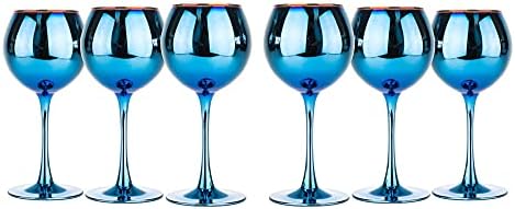 6 Ametist Şarap Kadehi Kadehi Seti 12, Mavi Gökkuşağı Tasarımı