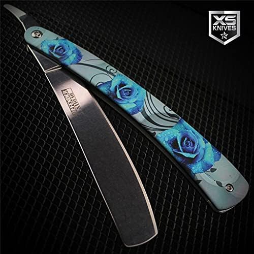Mavi Güller Metal Kuaför Düz Jilet Klasik Kesim Boğaz Paslanmaz Çelik Sabit Bıçak Bıçak Tıraş