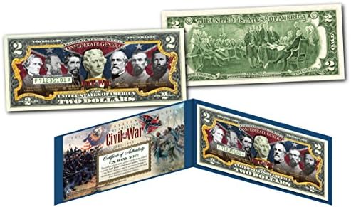 Amerikan İç Savaşı Konfederasyon Generalleri Gerçek Yasal İhale US $ 2 Faturası