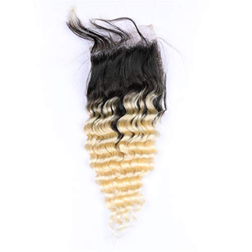 Zara Saç Koyu Kökleri 1B / 613 Sarışın Ombre Brezilyalı Saç Demetleri ıle Kapatma Derin Dalga Kıvırcık Siyah ve Sarışın Ombre