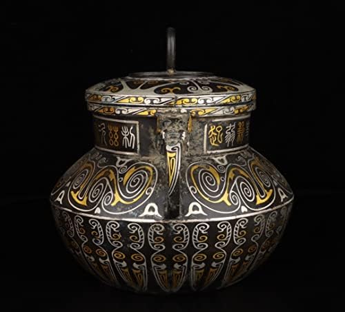 LAOJUNLU Han Hanedanı Bronz ve Yaldızlı Gümüş Yuvarlak Toprak Kavanoz Antik Bronz Masterpiece Koleksiyonu Yalnız Çin Geleneksel