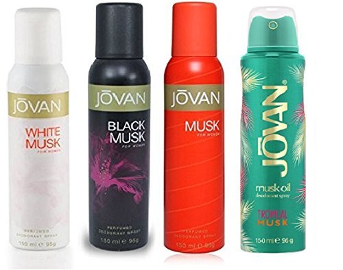 Jovan Combo Teklif Deodorant Sprey Siyah Misk + Beyaz Misk + Tropikal Misk + Misk 150 Ml Her Kadınlar İçin