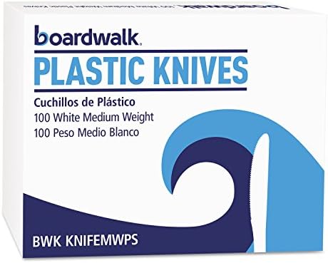 Boardwalk KNİFEMWPSCT Orta Ağırlıkta Polistiren Çatal Bıçak Takımı, Bıçak, Beyaz, 10 Kutu 100 / Ctn