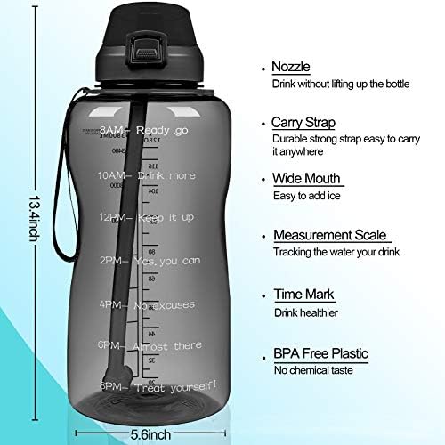 Taşınabilir Su Şişesi, BPA Ücretsiz Su Şişesi,Ölçek Tasarımı ile, Anti-Damla Plastik Spor Şişe, Kamp Egzersiz Spor Salonu ve