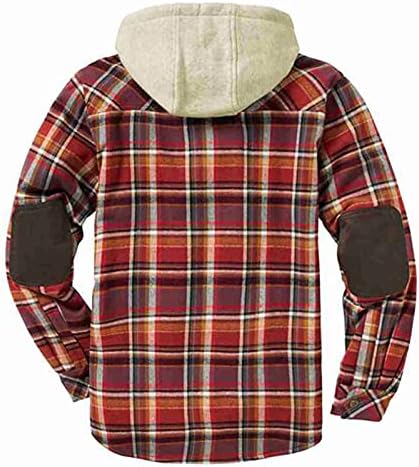 Lovor Erkek Artı Boyutu Erkek Termal Kapitone Astarlı Flanel Ceketler Zip Up Ağır Varsity Sıcak Hood Gömlek Yastıklı Ekose