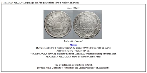 1828 MX 1828 Mo JM MEKSİKA Büyük Aquila Güneş Antika Mexica 8 Reales İyi Sertifikasız