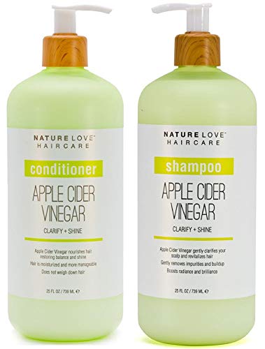Nature Love Elma Sirkesi Şampuan ve Saç Kremi Duo / Clarify + Shine / Saçları ve Saç Derisini Canlandırır / Sıyırmadan Arındırır