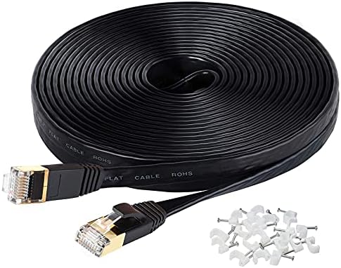 Cat7 Ethernet Kablosu, Xbox PS4 için 50 Ft İnternet Kablosu, Ethernet Kablosu 100 ft,Yönlendirici,Modem, Oyun için Düz Uzun
