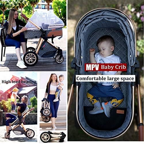 Pram Strollers 3 in 1 Bebek Arabası Arabası Bebek Beşik Katlanır Yüksek Peyzaj Ayarlanabilir Açı Şok Dayanıklı Pushchairs &