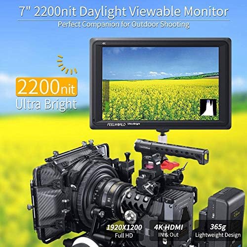 FEELWORLD FW279 7 İnç 2200nit Ultra Parlak DSLR Kamera alan monitörü Yüksek Parlaklık Güneş Işığı Görüntülenebilir Full HD