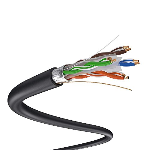 Dripstone-600030 500ft CAT6 FTP Korumalı Doğrudan Gömme Katı Bakır Ethernet Kablosu 23AWG CMX Su Geçirmez Tel HDPE Yalıtımlı