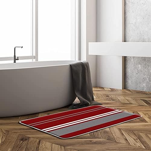 Şerit Banyo Paspas Soyut Bordo Kırmızı ve Gri Beyaz Çizgili Vintage Renkli Moda Banyo Mutfak Halı Yumuşak Bellek Köpük Baskılı