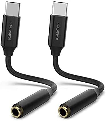 USB-C-3.5 mm Kulaklık Jak Adaptörü, iCableTech USB C-3.5 mm Ses Adaptörü, Destek Mikrofon/ Telefon Görüşmesi Fonksiyonu, Google