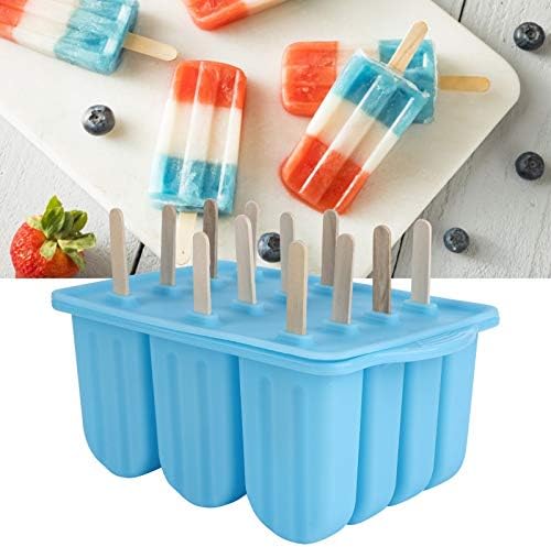 Mavi 12-Grid Buz Küpleri Kalıp Kullanımlık DIY Dondurma Yapma Araçları Mutfak Aksesuarları Kapaklı 477g