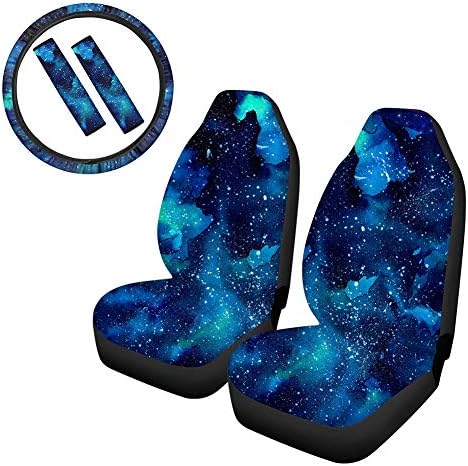 UNİCEU 5 PC Mavi Suluboya Galaxy Uzay klozet kapağı Evrensel Araba koltuk minderi w / Direksiyon / omuz Pedleri-Nefes Yıkanabilir