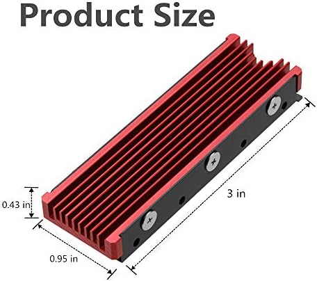 M. 2 2280mm SSD Çift Taraflı Soğutma Tasarımı için NVMe Soğutucular (kırmızı)