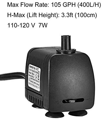 uxcell 105 GPH (400L/H, 7 W, 110-120 V) dalgıç Su Pompası ABD Plug için Gölet, balık Tankı Çeşme Su Pompası Hidroponik ile