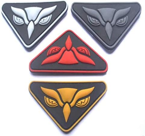 4 adet Baykuş Kafası 3D Askeri Yama PVC Rozetleri Yama Taktik Çıkartmalar Kanca ile Giysi için (4 adet)